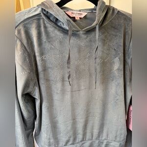 Juicy Couture Sparkle Embellished Velour Hoodie New Medium